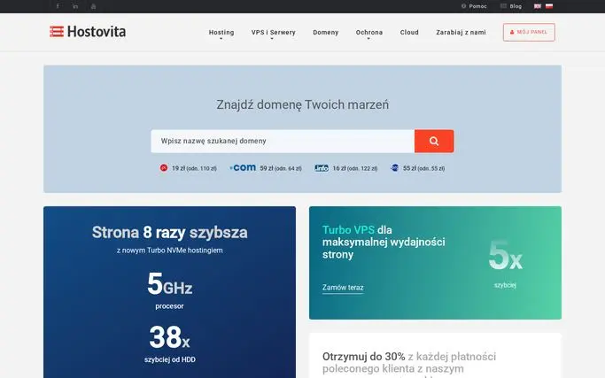 Strona główna Hostovita (hostovita.pl) – zrzut ekranu