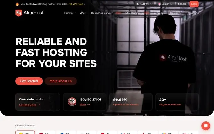 Strona główna AlexHost (bill.alexhost.com) – zrzut ekranu